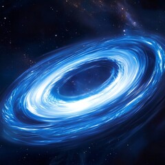 Blue glowing forming of accretion disk with force field, computer generated abstract background, 3D rendering