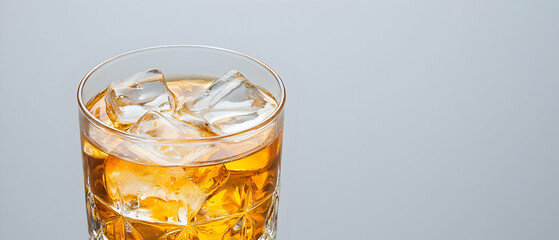 Close Up Of Whiskey Glass With Ice
