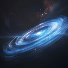 Blue glowing forming of accretion disk with force field, computer generated abstract background, 3D rendering
