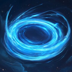 Blue glowing forming of accretion disk with force field, computer generated abstract background, 3D rendering