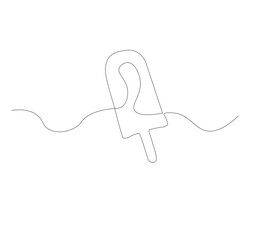 continuous line drawing ice cream stick one line continuous drawing illustration. Hand drawn linear silhouette icon. Minimal outline design element for print, banner, card, flyer, logo, menu.