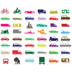 silhouette of planes , ships , cars , trucks 