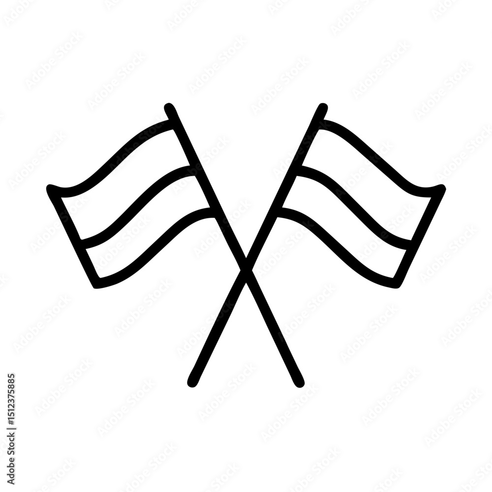 Poster crossed national flags in simple linear vector icon design