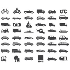 silhouette of planes , ships , cars , trucks 