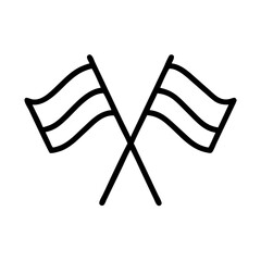 Fototapeta premium Crossed national flags in simple linear vector icon design 