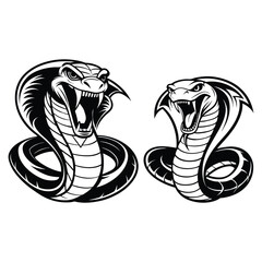 Two cobra silhouettes isolated on white background