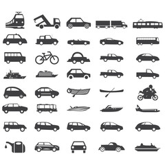 silhouette of all travels cars , cars icons