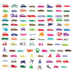 silhouette of planes , cars , trucks
