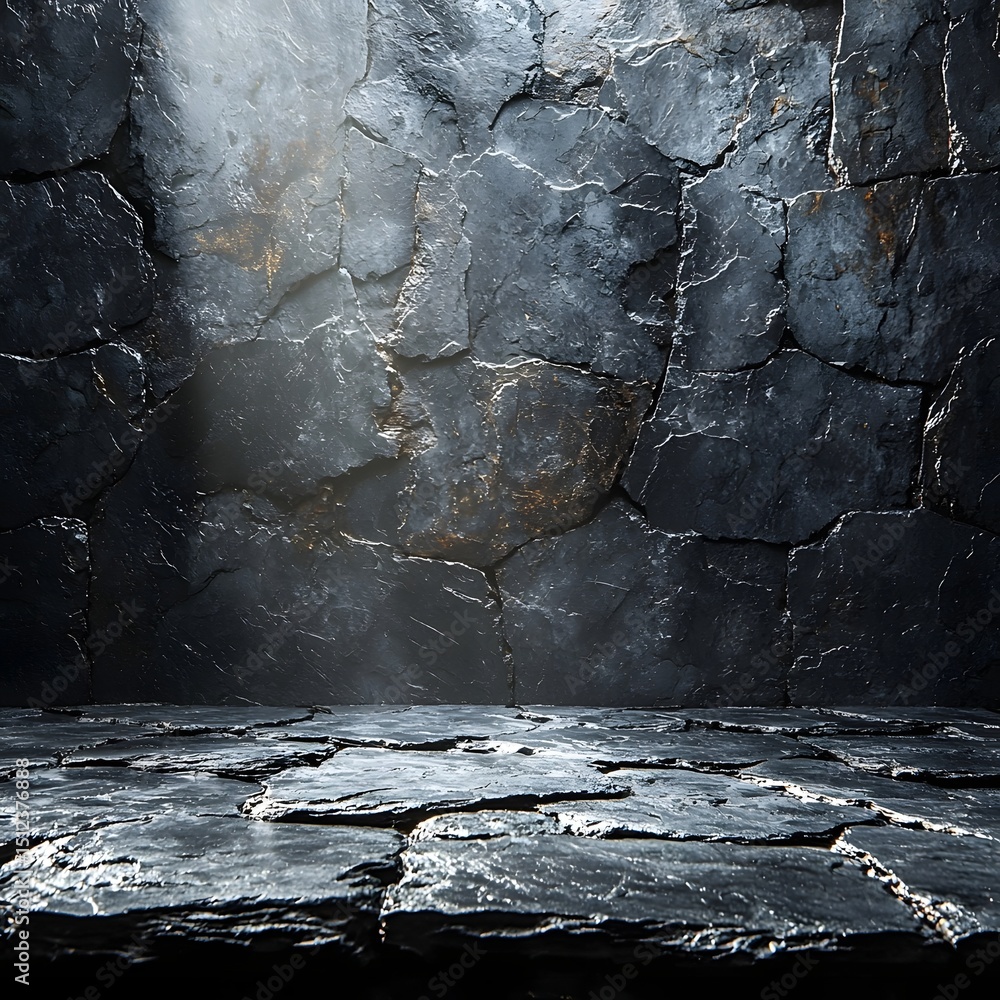Aufkleber moody dark slate backdrop with mist effect for product presentation