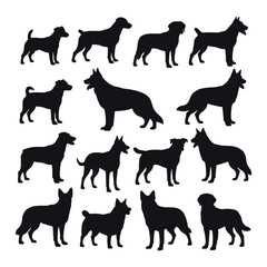 set of dogs silhouettes