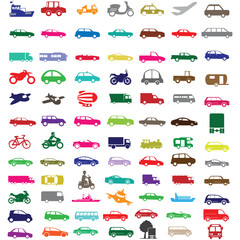 silhouette of planes , cars , trucks