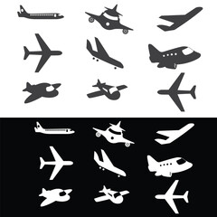 silhouette of planes , cars , trucks