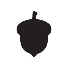 Simple Acorn Silhouette Icon Isolated on White