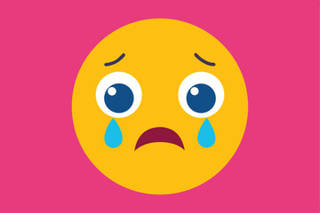 Crying face emoji vector illustration isolated design element