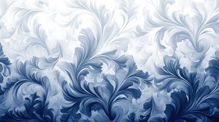 Abstract blue and white floral pattern background.