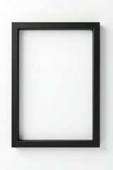 Sleek black frame isolated on white studio backdrop, elegant, art
