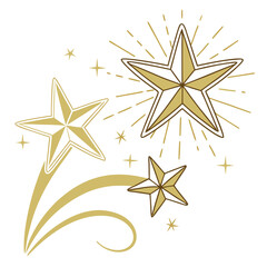 Obraz premium Three golden sparkling stars shining clean vector graphic
