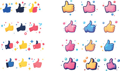 Thumbs Up Vector Icon Silhouette Set,  Like icon Silhouette Isolated On White Background