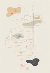 Abstract Landscape with Organic Shapes and Lines