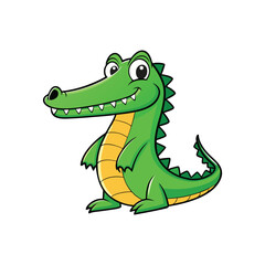 Fototapeta premium Funny crocodile cartoon vector character for kids’ wildlife books, zoo projects, jungle animal games, and educational themes