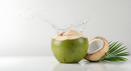 Refreshing Coconut Water Splash Tropical Hydration and Exotic Taste