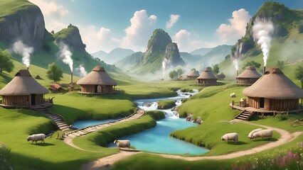 mountain landscape with lake