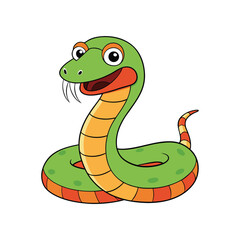 Fototapeta premium Cute Cartoon Snake with Smile – Colorful Reptile Vector for Kids
