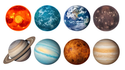 solar system planets and celestial bodies - astronomy elements isolated on transparent background