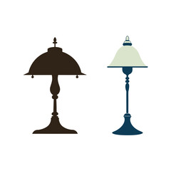 Vector art of Two vintage table lamps isolated on white background, different styles