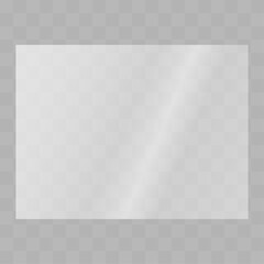 The texture of rectangle glass plate with an aspect ratio of 4:3. Beautiful realistic reflection. Stock vector illustration	
