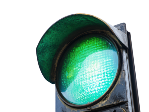 Green Light: A close-up shot captures a traffic signal with the green light illuminated, signaling "go." Symbol of opportunity and progress.