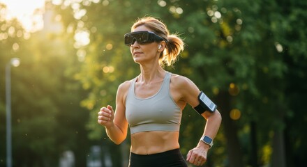 Morning run using smart wearable tech.