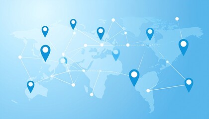 Global Network Connection Map Worldwide Communication and Business Technology.