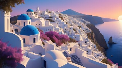 oia village at santorini island greece