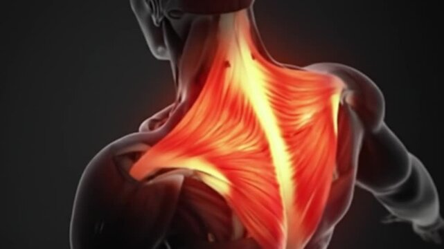 Upper back muscle anatomy 3d animation