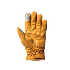 Tan leather motorcycle glove isolated on transparent background