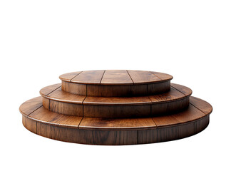 A wooden platform with three steps