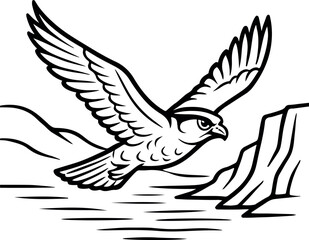 Flying tribal eagle vector silhouette illustration with outstretched wings