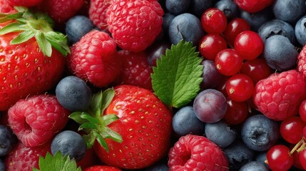 Obraz premium A Close-Up of Fresh Summer Berries