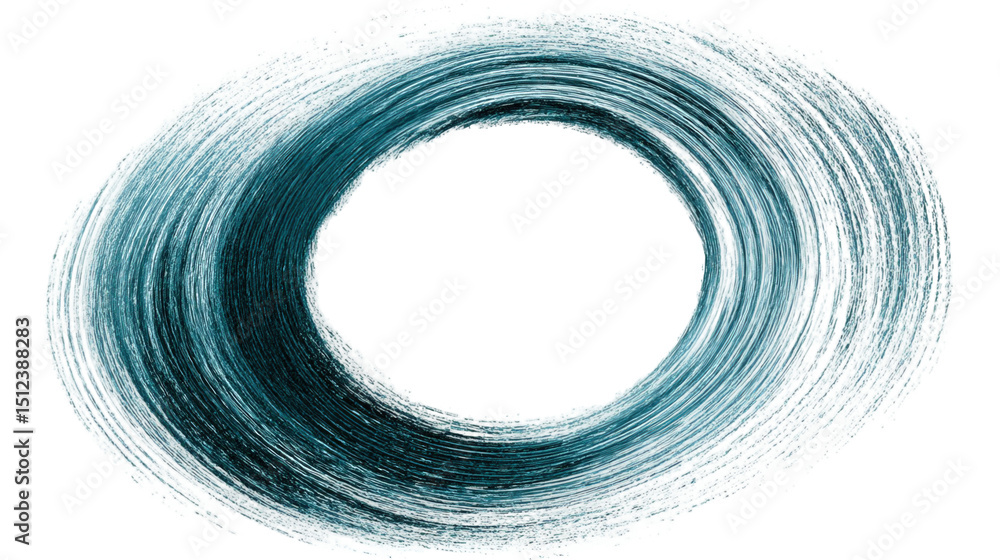 Aufkleber circular dry brush stroke loop forming an empty oval shape with teal and turquoise colors, isolated 