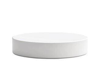 A white round table is on a white background
