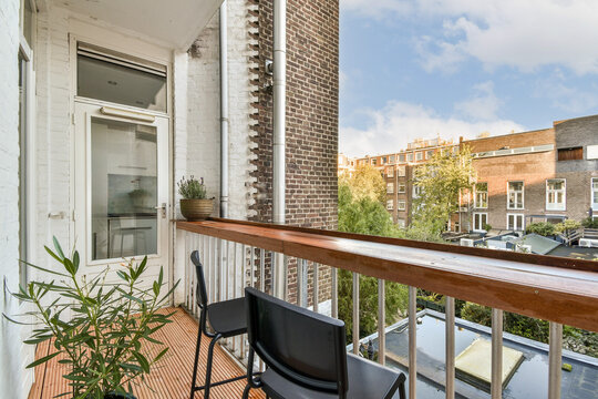 Modern Balcony Overlooking a City View