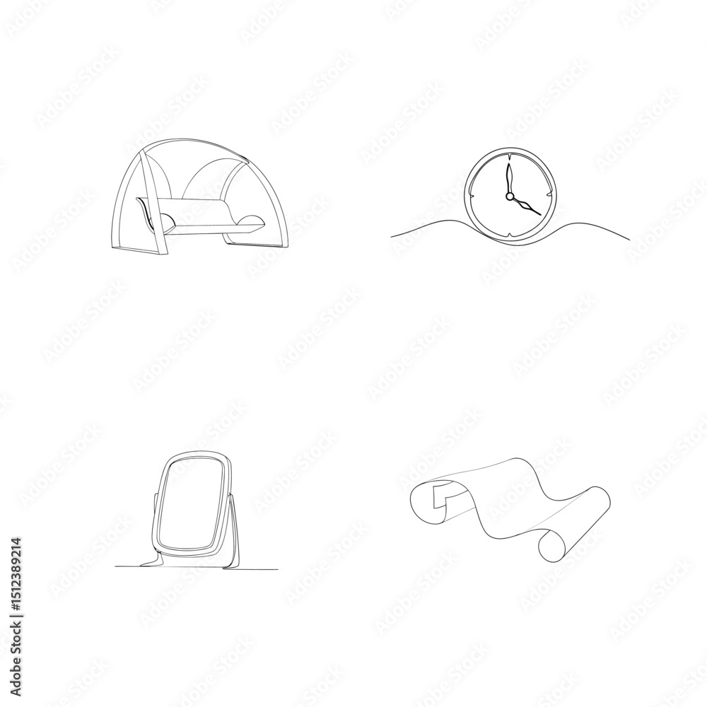 Poster minimalist line art collection depicting various objects and shapes for creative designs
