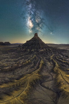 Milky Way Over Utah Sandstone Desert Landscape