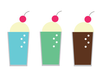 クリームソーダのアイコンのイラストのセット