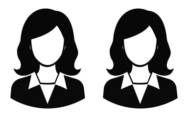 
A pair of professional female avatar icons with short wavy hair and business attire, ideal for profiles, user representations, or staff directories.