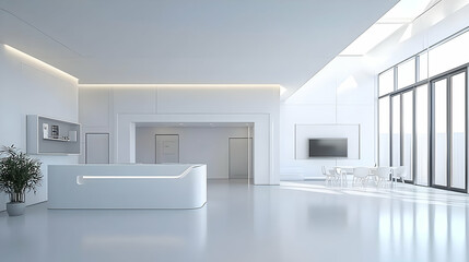 Fototapeta premium Modern White Interior Design With Bright Lighting
