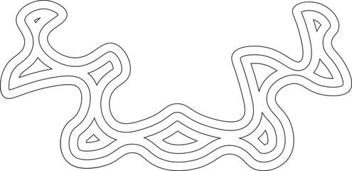 Concentric contour lines form a complex organic figure with undulating, wavy shapes and dynamic curves.