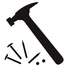 Hammer and nails silhouette vector construction tool icon
Hammer and nails vector silhouette black hardware illustration
