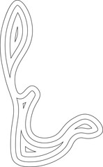 Abstract geometric shape with a dynamic arrangement of concentric lines forming a modern artistic structure.